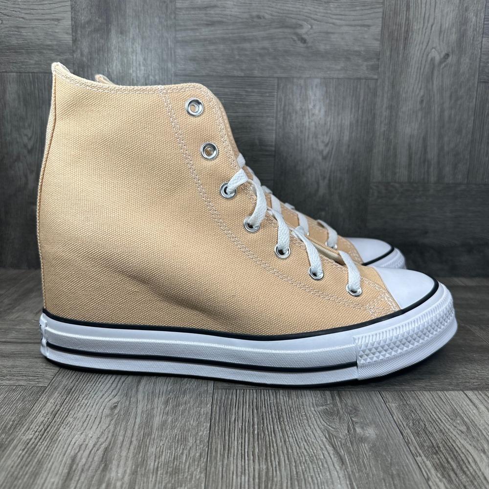 Converse All Star‎ Lux Wedge Women 11 Tan Peach Canvas High Top NEW